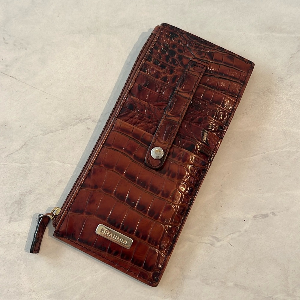 Brahmin Brown Croc-Embossed Wallet